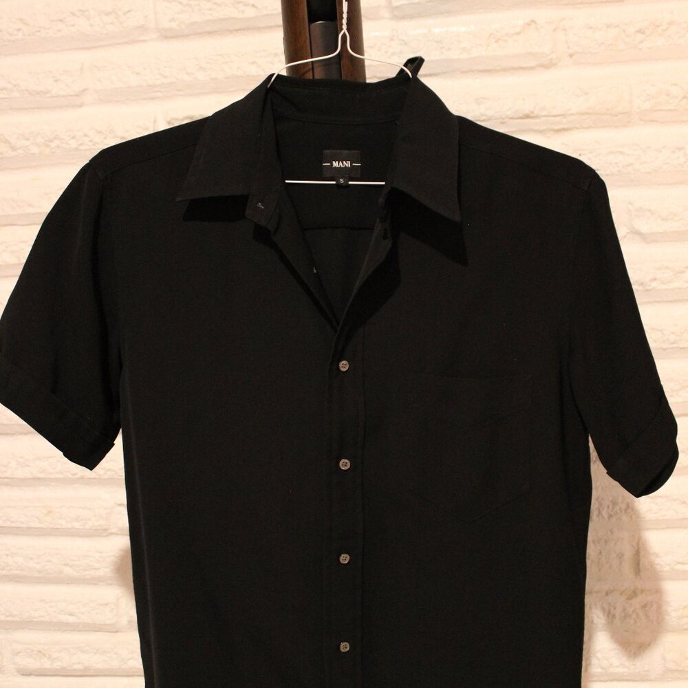 1980s Vintage Mani by Giorgio Armani Black Button Down Shirt